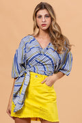 COLCCI BLOUSE S/S STRIP210476