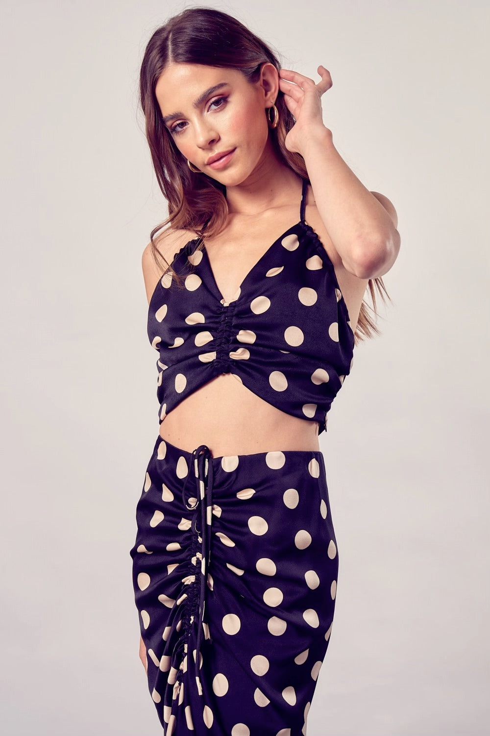 DO+BE CROP TOP S/L BK/BLU214082