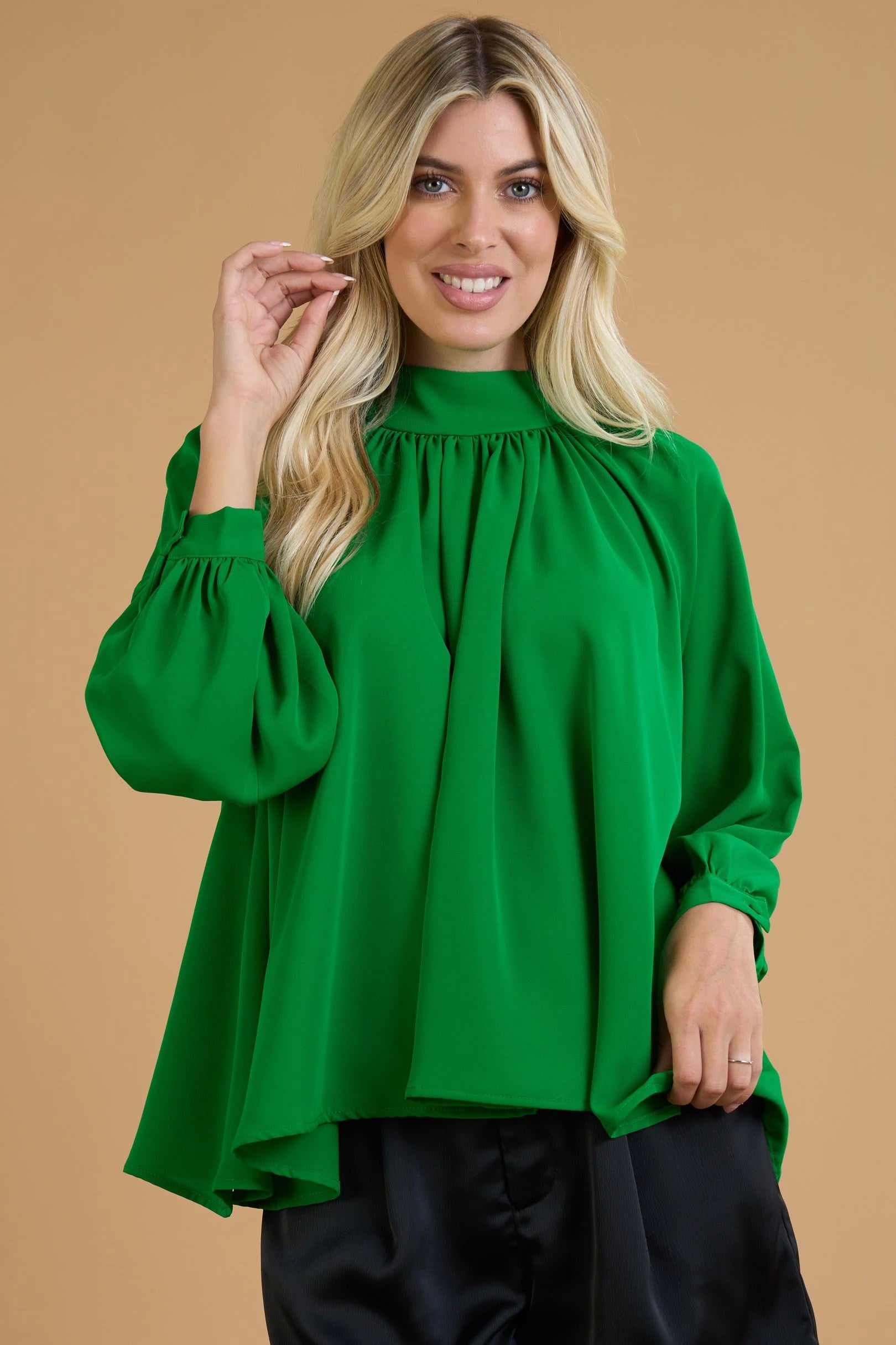 GLAM BLOUSE L/S K.GREEN218132