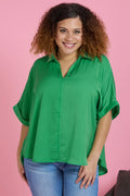 GLAM BLOUSE S/S GREEN218158