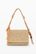 DESIGUAL BAG HALF LOGO RAFFIA