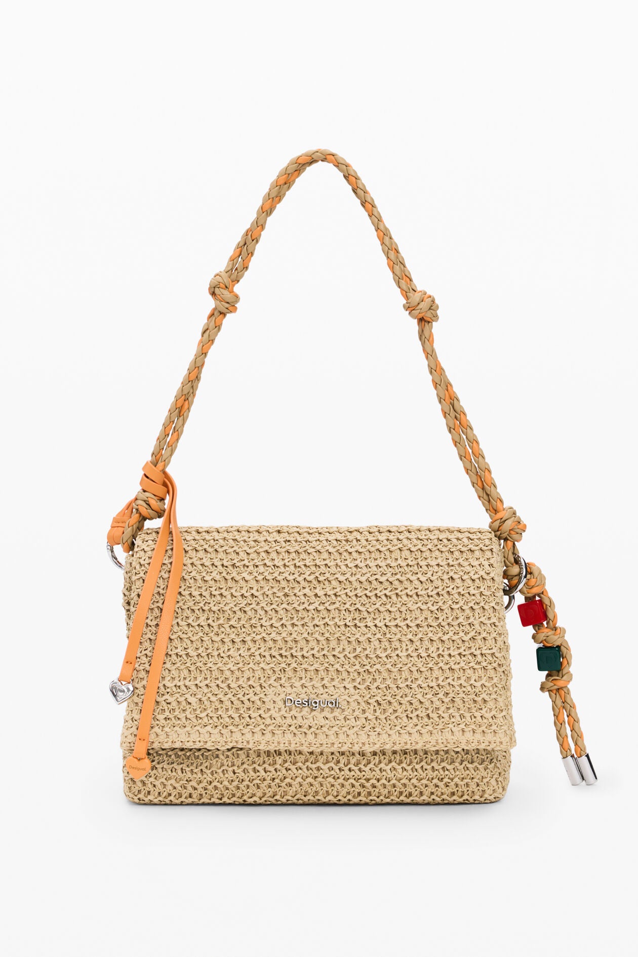 DESIGUAL BAG HALF LOGO RAFFIA