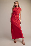 Glam Ankle Length Satin Dress