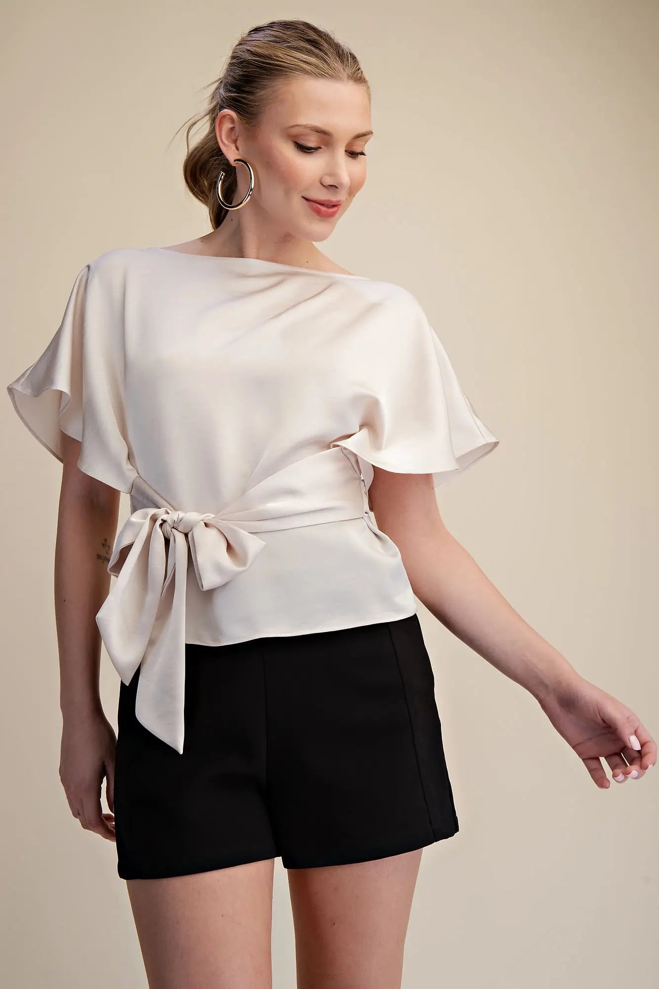 Glam Bell Sleeve Tie Top