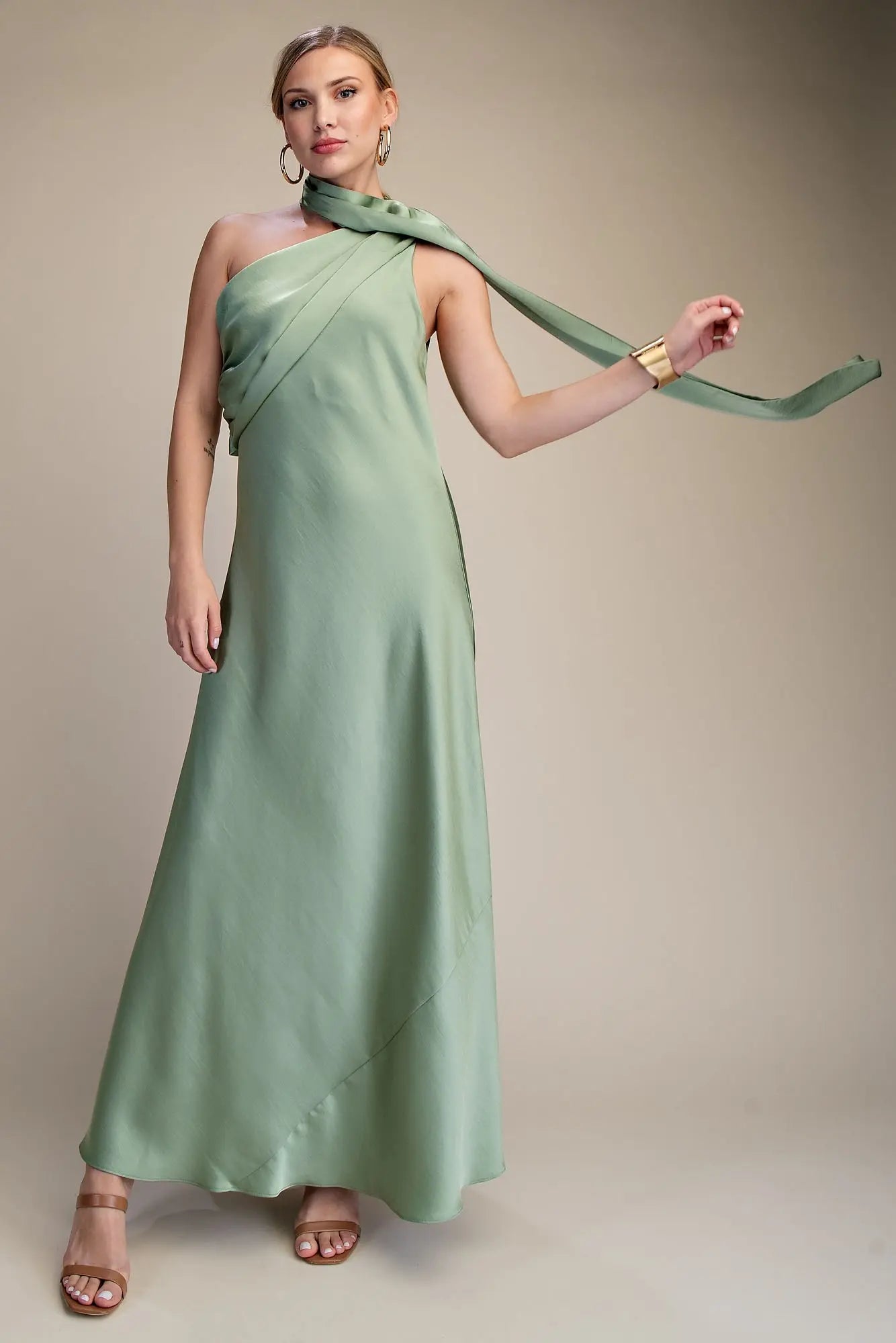 Glam Draped Satin Dress