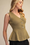 Glam Peplum Vest Sweater Top