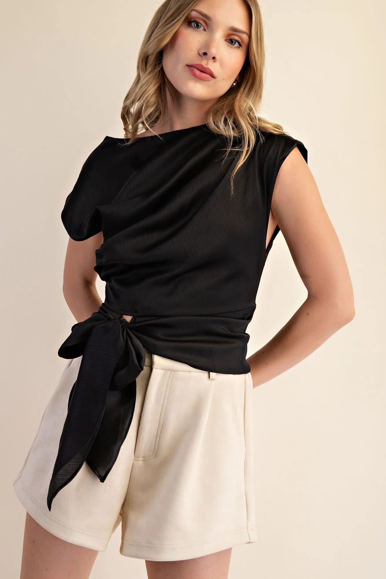 Glam Waist Tie Blouse