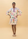 LOLA WHITE PRINT SHORT DRESS