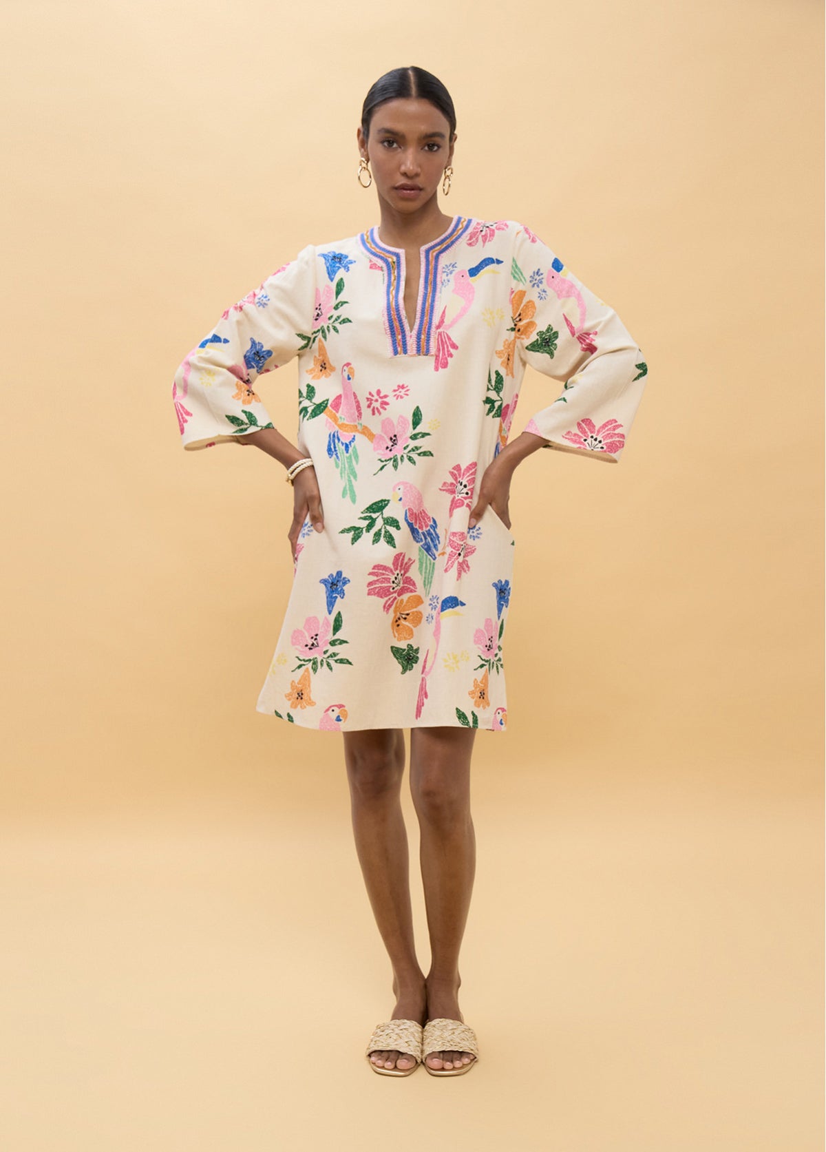 LOLA WHITE PRINT SHORT DRESS