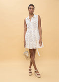 LOLA SHORT WHITE BUTTON DRESS