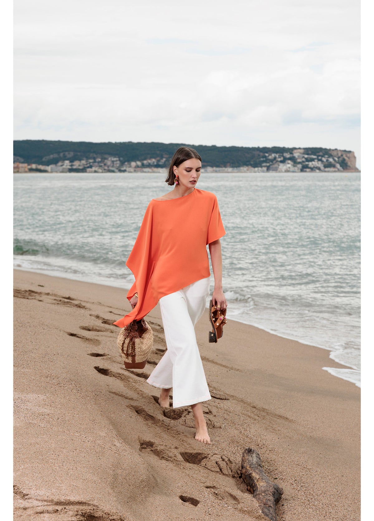 LOLA ORANGE CAPE BLOUSE